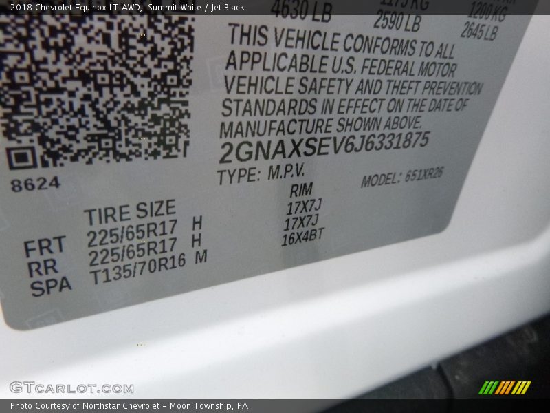 Summit White / Jet Black 2018 Chevrolet Equinox LT AWD