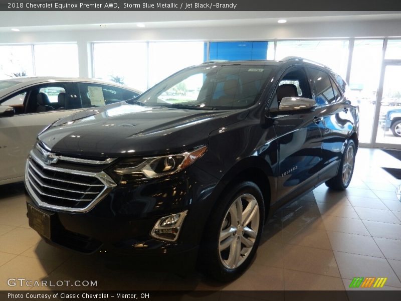 Storm Blue Metallic / Jet Black/­Brandy 2018 Chevrolet Equinox Premier AWD