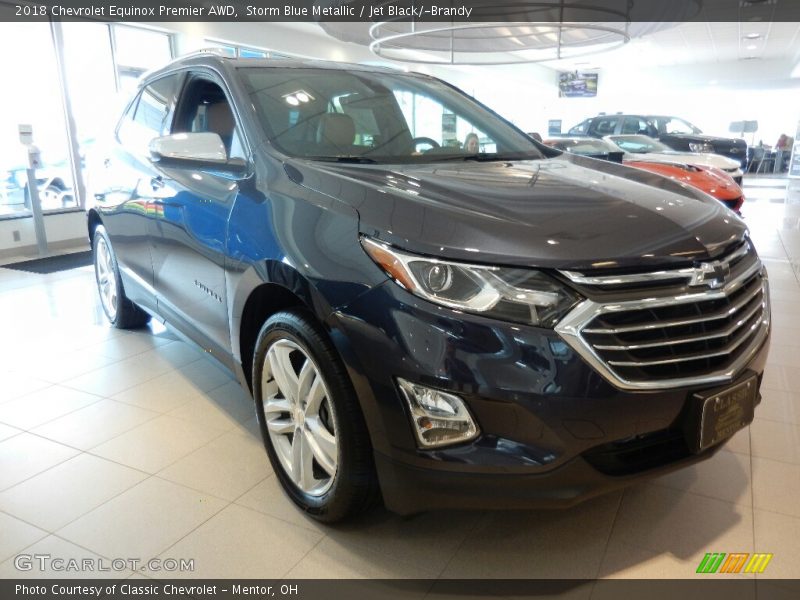 Storm Blue Metallic / Jet Black/­Brandy 2018 Chevrolet Equinox Premier AWD