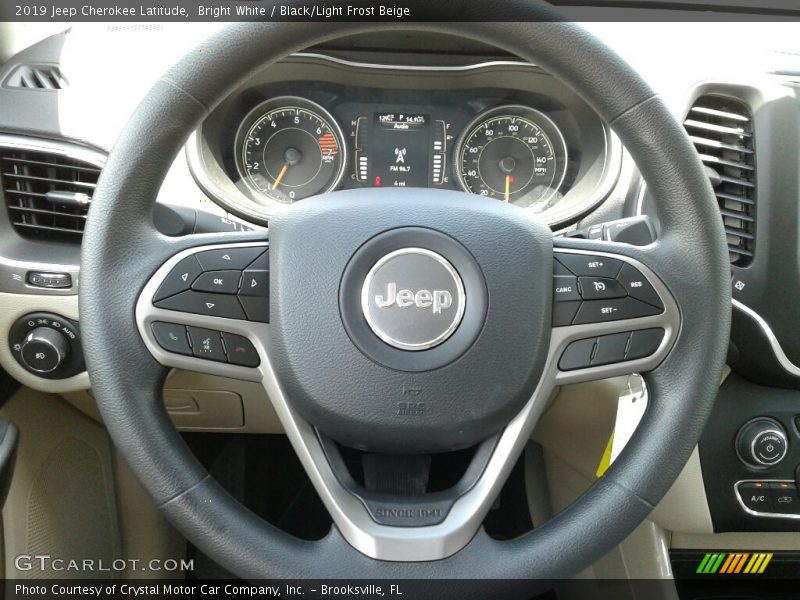 Bright White / Black/Light Frost Beige 2019 Jeep Cherokee Latitude
