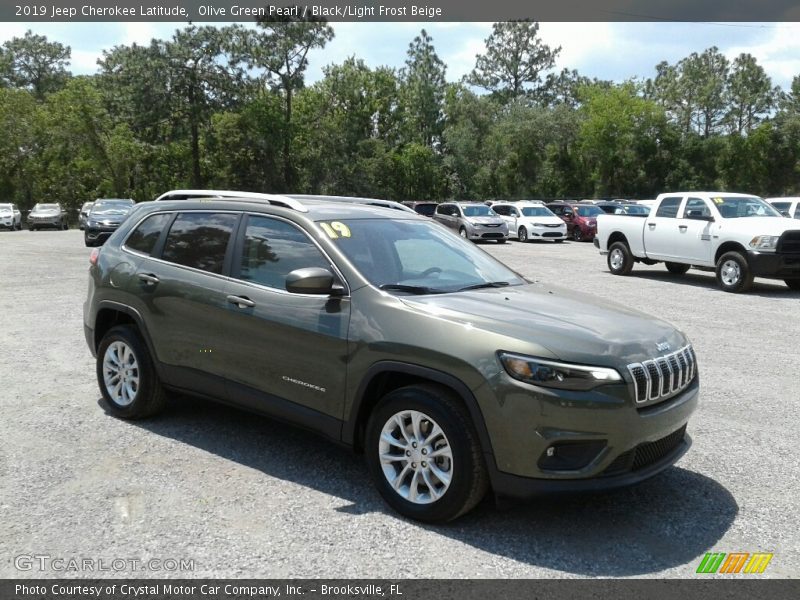Olive Green Pearl / Black/Light Frost Beige 2019 Jeep Cherokee Latitude