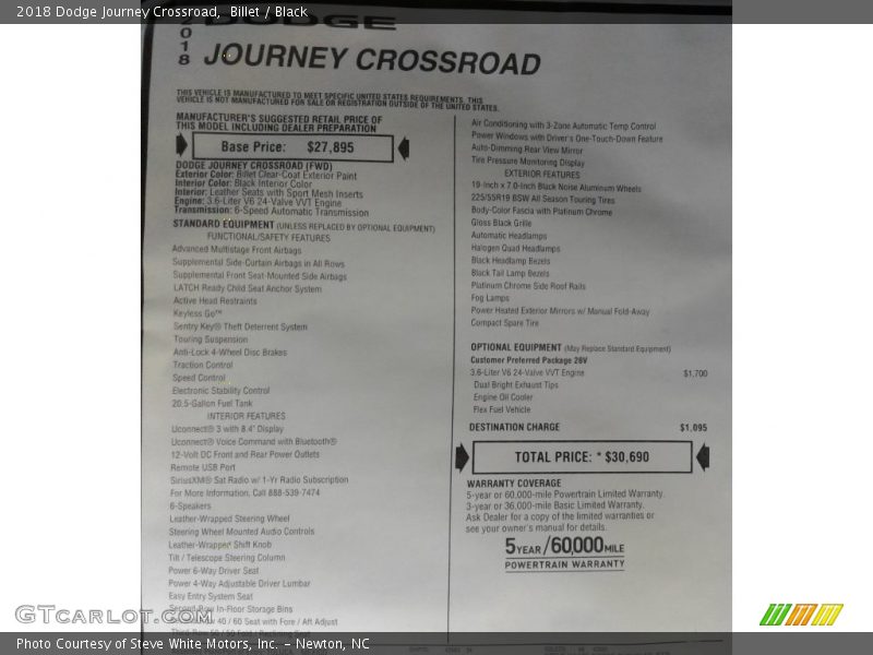 Billet / Black 2018 Dodge Journey Crossroad