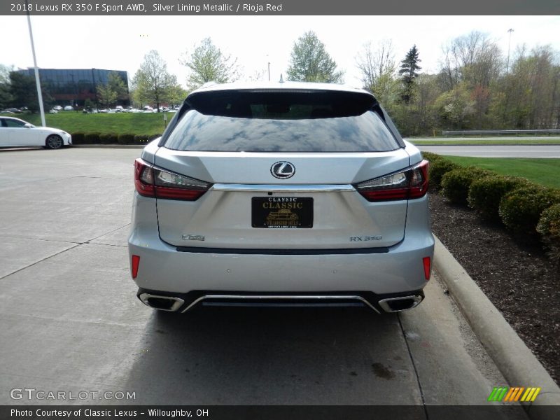 Silver Lining Metallic / Rioja Red 2018 Lexus RX 350 F Sport AWD