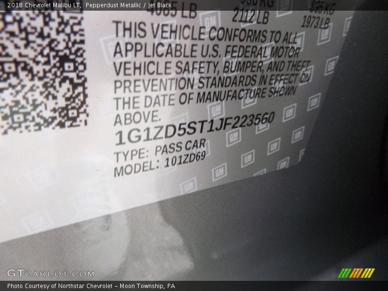 Pepperdust Metallic / Jet Black 2018 Chevrolet Malibu LT