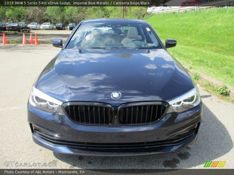 Imperial Blue Metallic / Canberra Beige/Black 2018 BMW 5 Series 540i xDrive Sedan