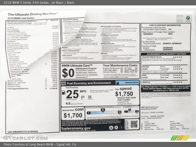 Jet Black / Black 2018 BMW 3 Series 340i Sedan