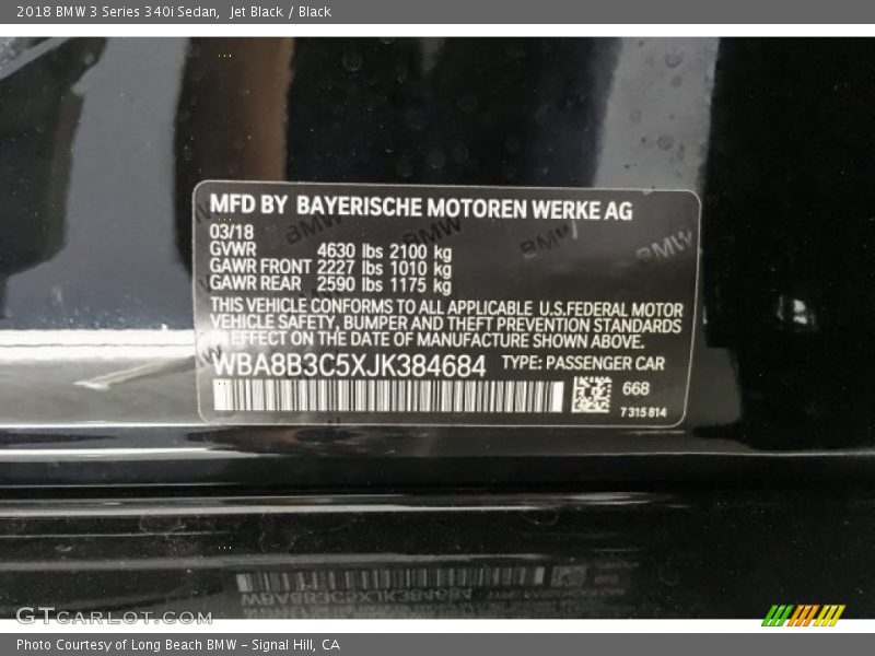 Jet Black / Black 2018 BMW 3 Series 340i Sedan