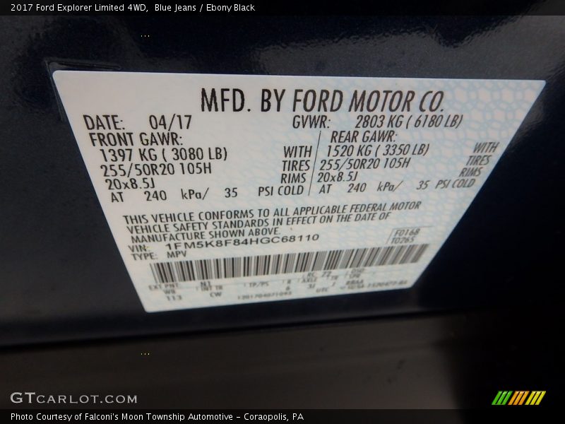 Blue Jeans / Ebony Black 2017 Ford Explorer Limited 4WD