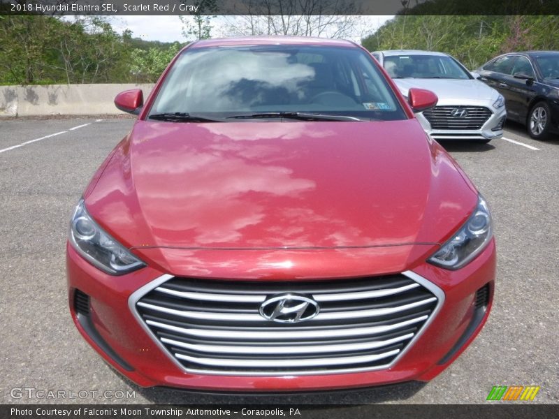 Scarlet Red / Gray 2018 Hyundai Elantra SEL