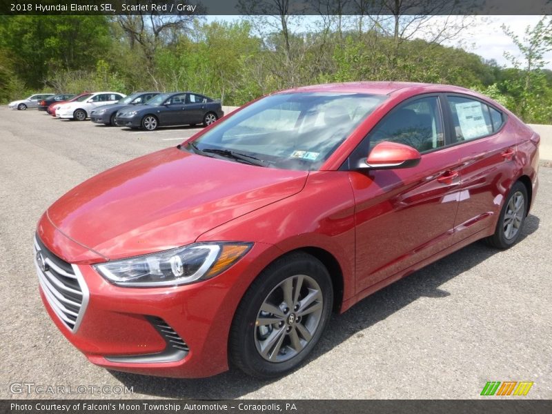 Scarlet Red / Gray 2018 Hyundai Elantra SEL