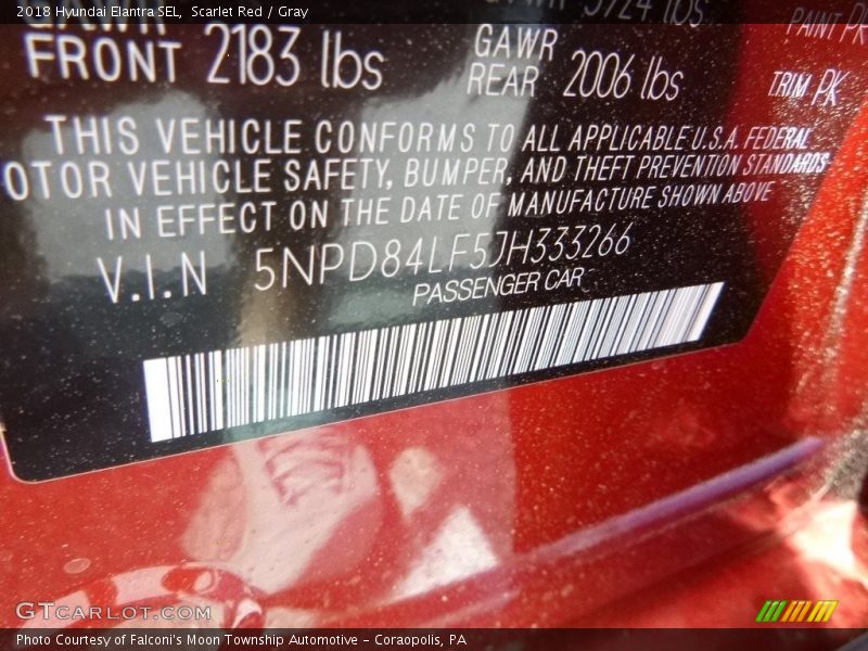 Scarlet Red / Gray 2018 Hyundai Elantra SEL