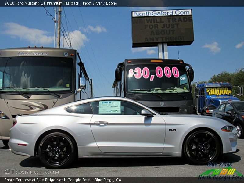 Ingot Silver / Ebony 2018 Ford Mustang GT Premium Fastback
