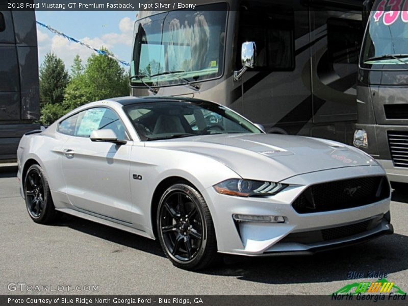 Ingot Silver / Ebony 2018 Ford Mustang GT Premium Fastback
