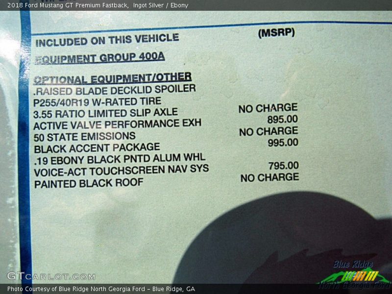 Ingot Silver / Ebony 2018 Ford Mustang GT Premium Fastback
