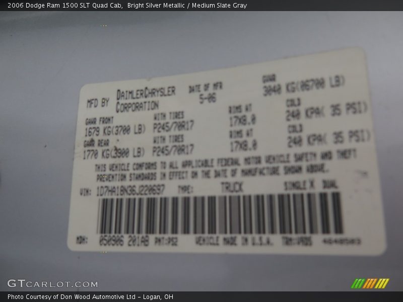 Bright Silver Metallic / Medium Slate Gray 2006 Dodge Ram 1500 SLT Quad Cab