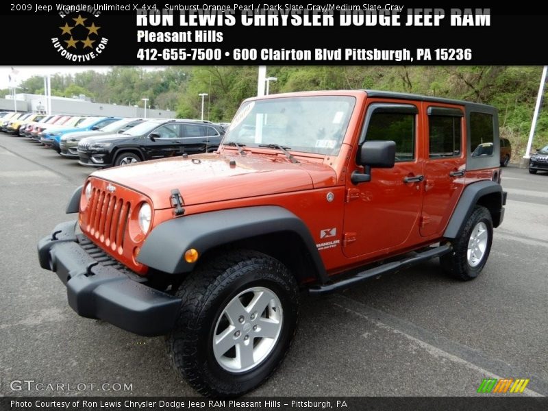 Sunburst Orange Pearl / Dark Slate Gray/Medium Slate Gray 2009 Jeep Wrangler Unlimited X 4x4