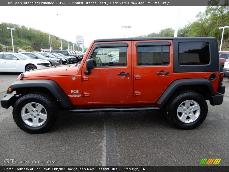 Sunburst Orange Pearl / Dark Slate Gray/Medium Slate Gray 2009 Jeep Wrangler Unlimited X 4x4