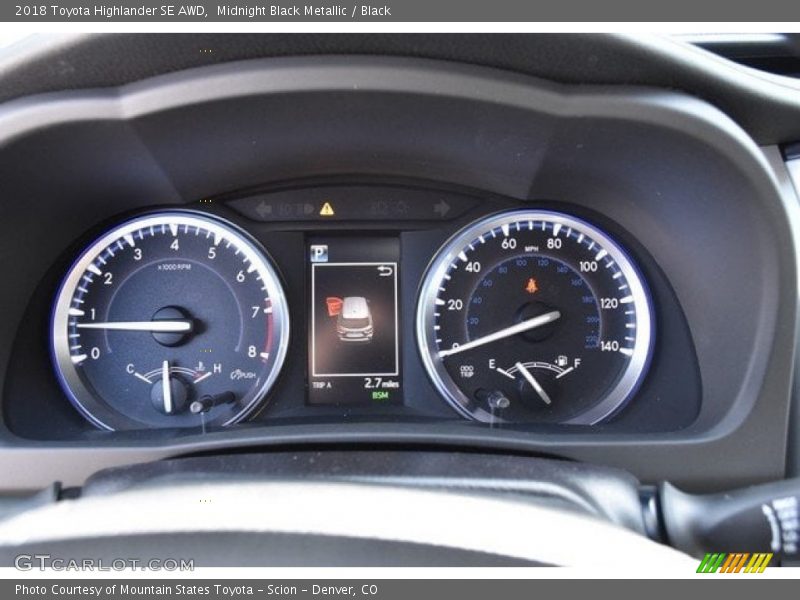 Midnight Black Metallic / Black 2018 Toyota Highlander SE AWD