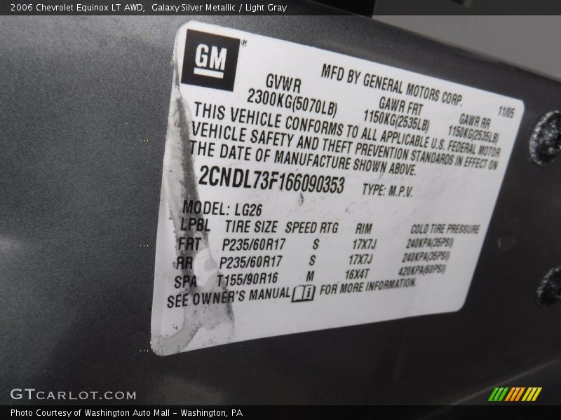 Galaxy Silver Metallic / Light Gray 2006 Chevrolet Equinox LT AWD
