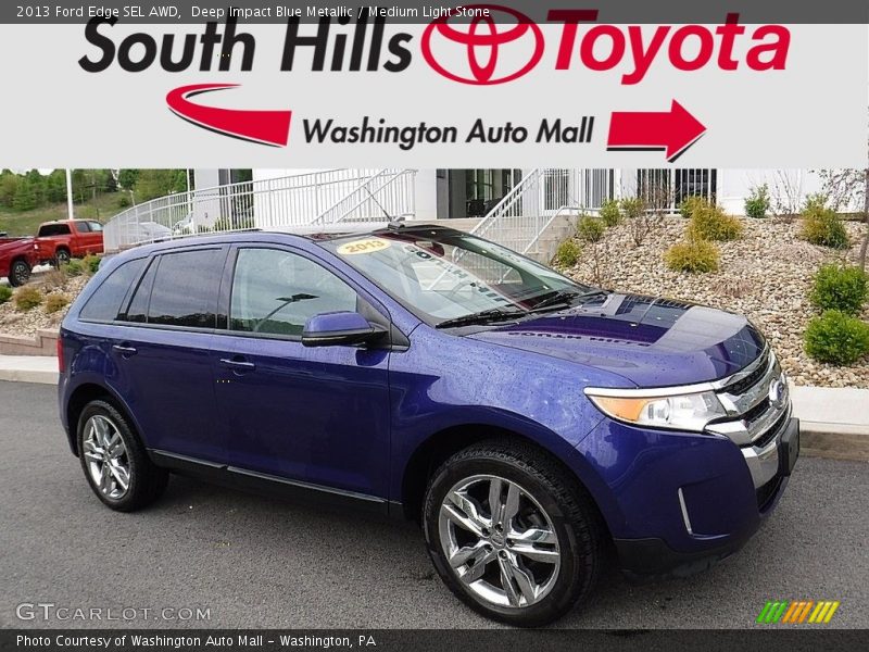 Deep Impact Blue Metallic / Medium Light Stone 2013 Ford Edge SEL AWD