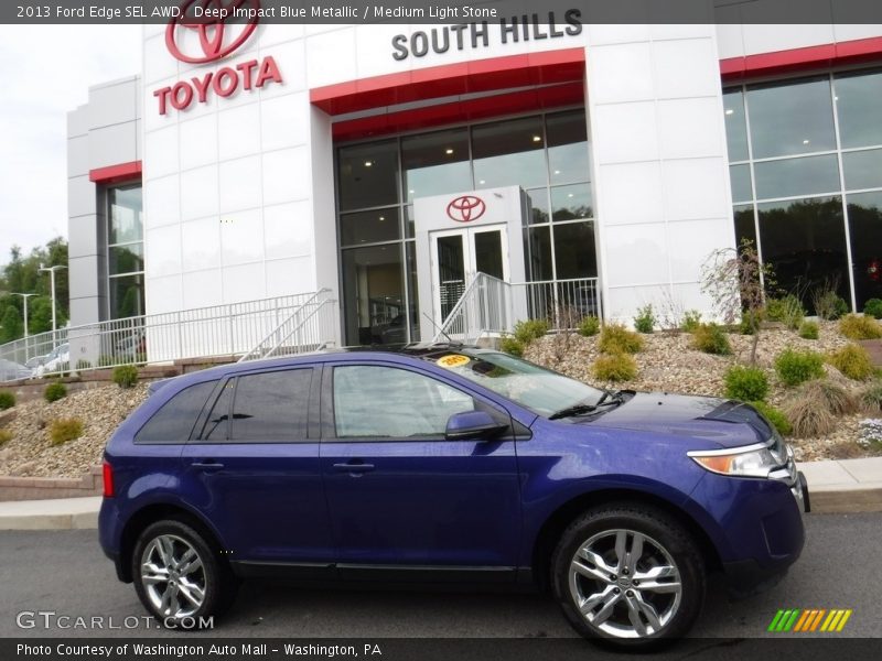 Deep Impact Blue Metallic / Medium Light Stone 2013 Ford Edge SEL AWD