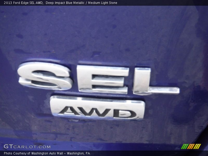 Deep Impact Blue Metallic / Medium Light Stone 2013 Ford Edge SEL AWD