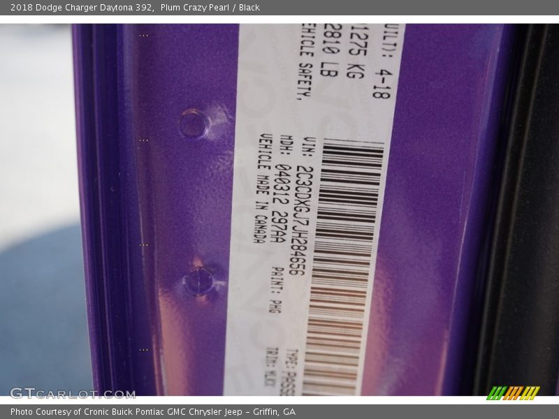 Plum Crazy Pearl / Black 2018 Dodge Charger Daytona 392