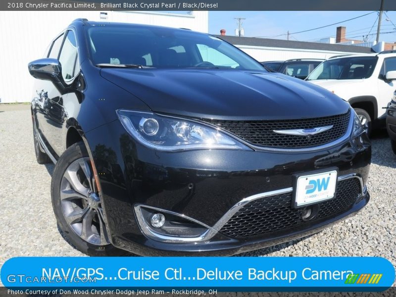 Brilliant Black Crystal Pearl / Black/Diesel 2018 Chrysler Pacifica Limited