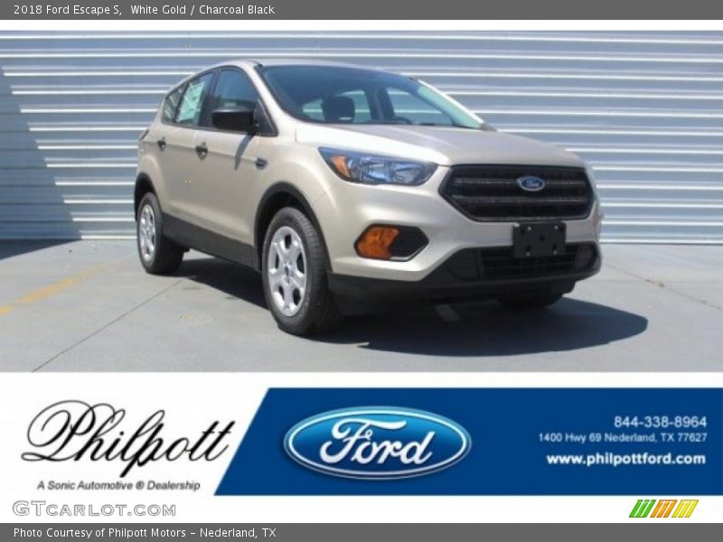 White Gold / Charcoal Black 2018 Ford Escape S