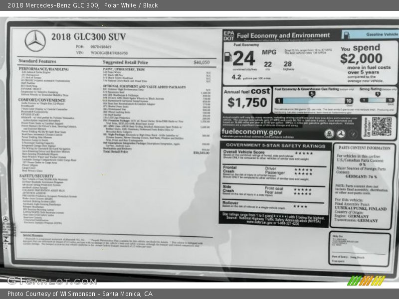 Polar White / Black 2018 Mercedes-Benz GLC 300