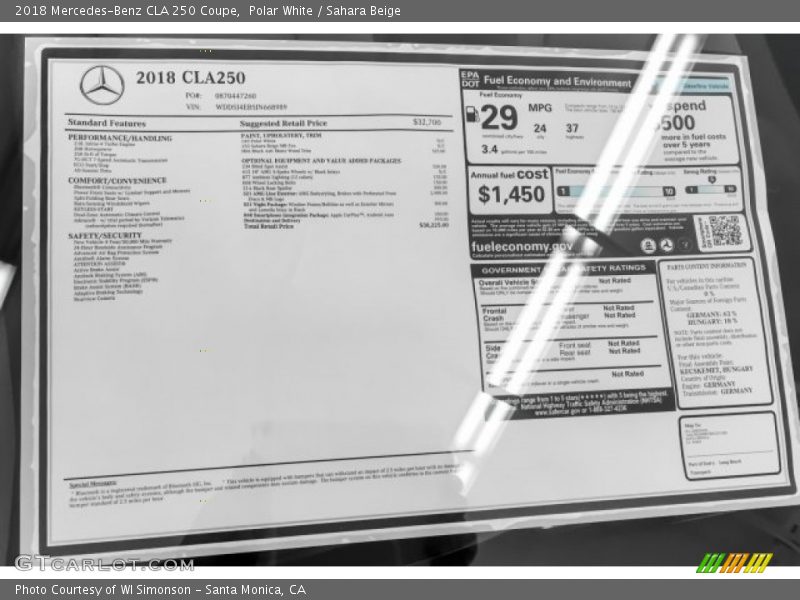 Polar White / Sahara Beige 2018 Mercedes-Benz CLA 250 Coupe