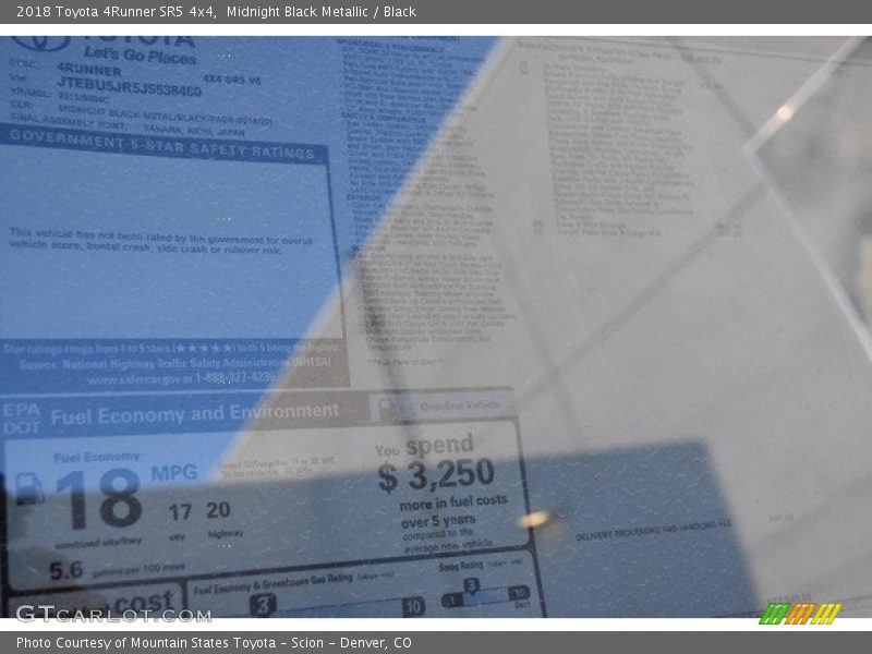 Midnight Black Metallic / Black 2018 Toyota 4Runner SR5 4x4
