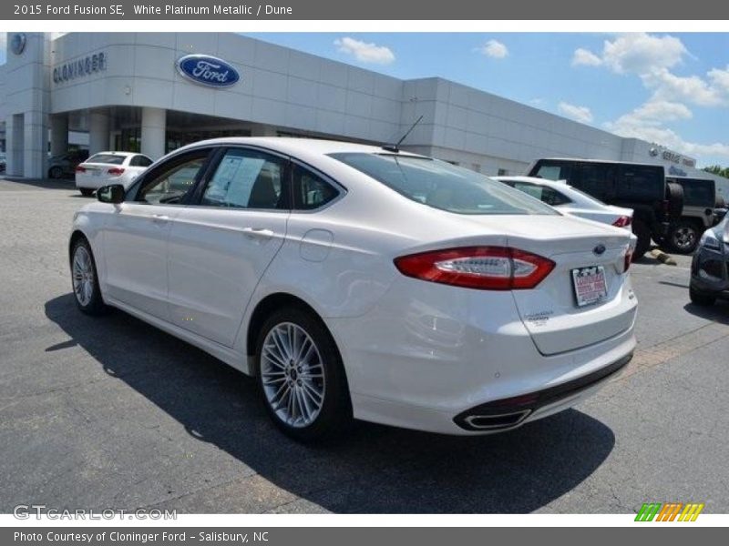 White Platinum Metallic / Dune 2015 Ford Fusion SE