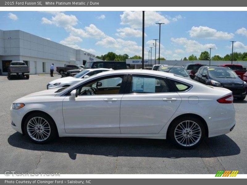 White Platinum Metallic / Dune 2015 Ford Fusion SE