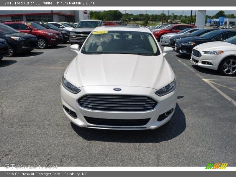 White Platinum Metallic / Dune 2015 Ford Fusion SE