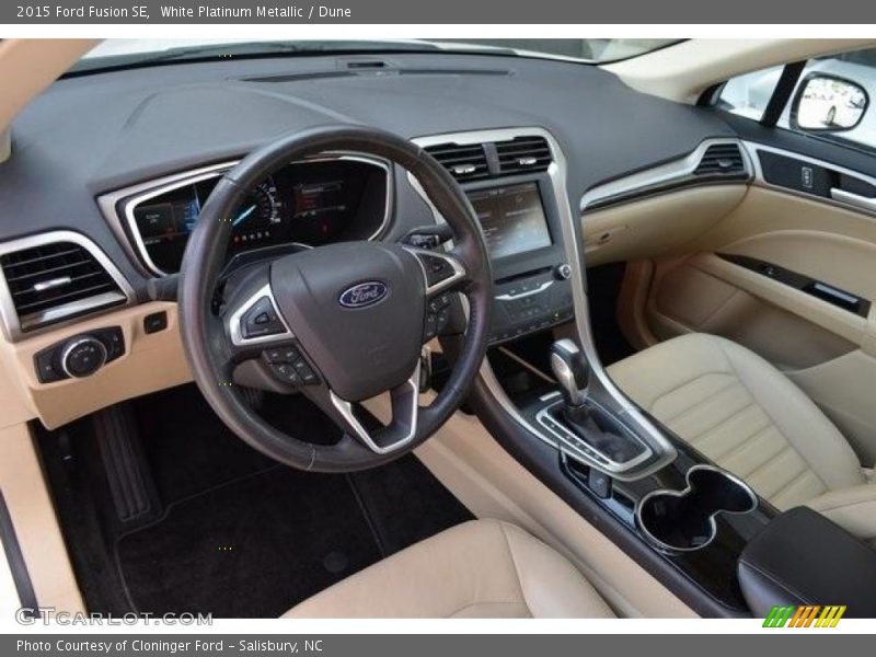 White Platinum Metallic / Dune 2015 Ford Fusion SE