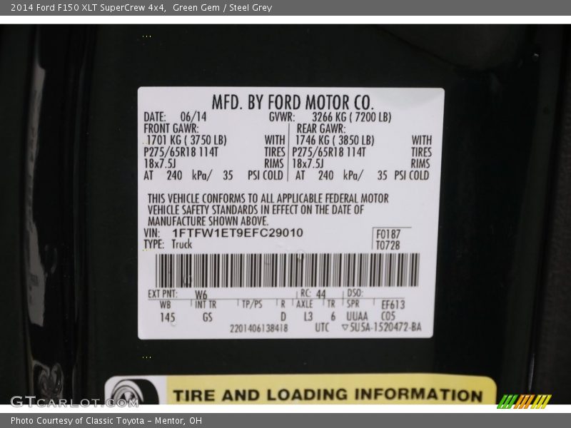 Green Gem / Steel Grey 2014 Ford F150 XLT SuperCrew 4x4