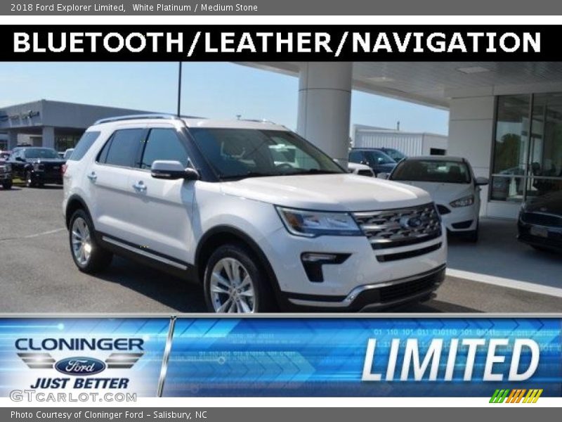 White Platinum / Medium Stone 2018 Ford Explorer Limited