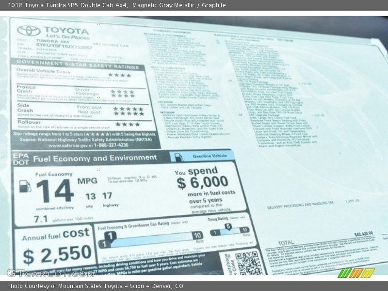 Magnetic Gray Metallic / Graphite 2018 Toyota Tundra SR5 Double Cab 4x4