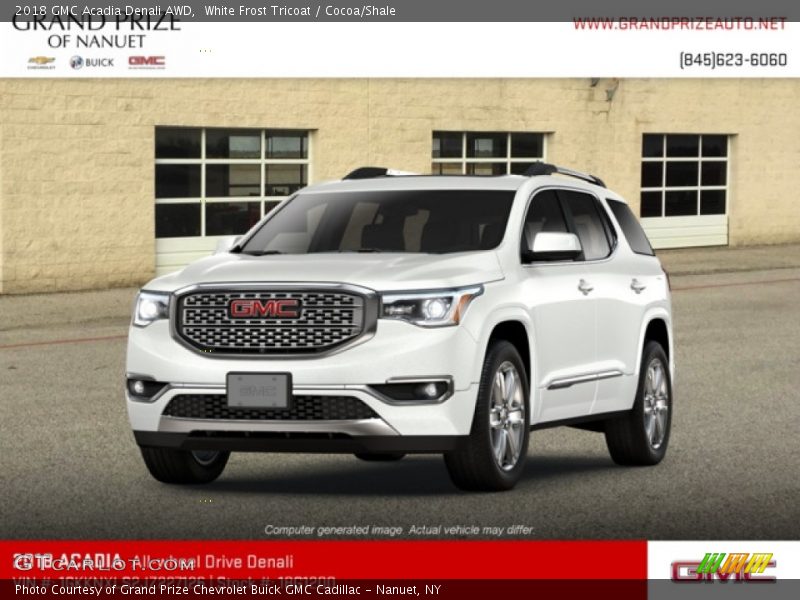 White Frost Tricoat / Cocoa/Shale 2018 GMC Acadia Denali AWD