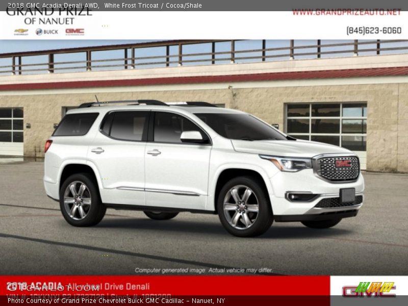 White Frost Tricoat / Cocoa/Shale 2018 GMC Acadia Denali AWD