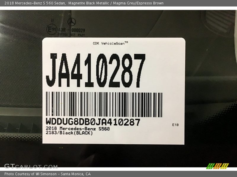 Magnetite Black Metallic / Magma Grey/Espresso Brown 2018 Mercedes-Benz S 560 Sedan