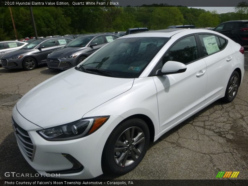 Quartz White Pearl / Black 2018 Hyundai Elantra Value Edition