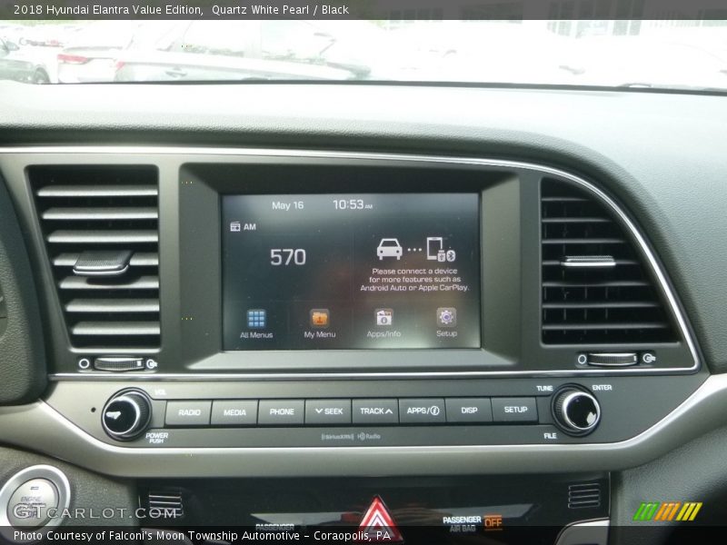 Quartz White Pearl / Black 2018 Hyundai Elantra Value Edition