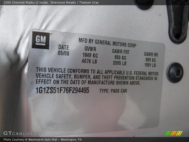 Silverstone Metallic / Titanium Gray 2006 Chevrolet Malibu LS Sedan