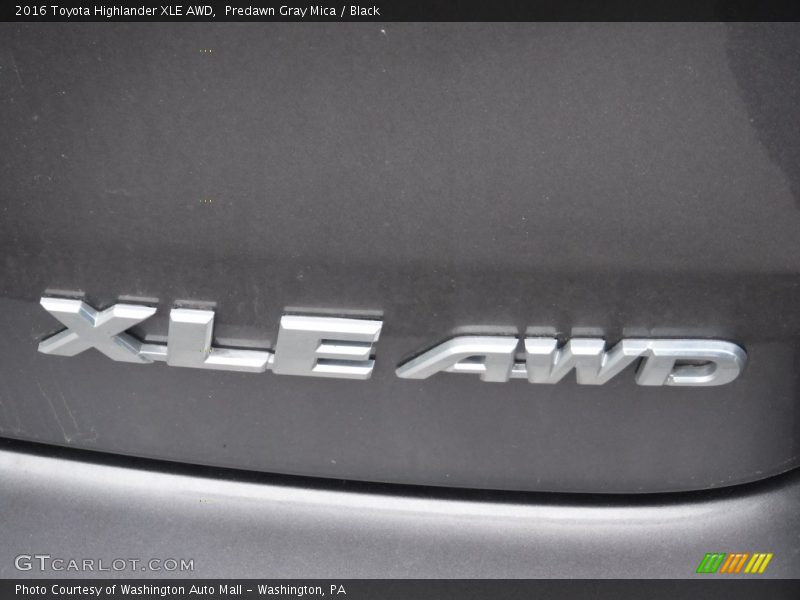 Predawn Gray Mica / Black 2016 Toyota Highlander XLE AWD