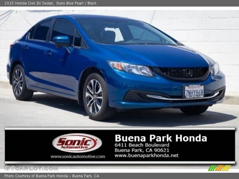Dyno Blue Pearl / Black 2015 Honda Civic EX Sedan