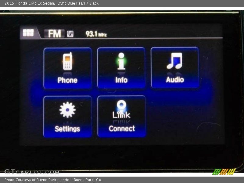 Dyno Blue Pearl / Black 2015 Honda Civic EX Sedan