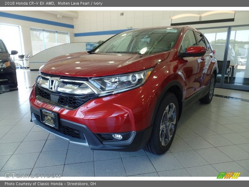 Molten Lava Pearl / Ivory 2018 Honda CR-V EX AWD