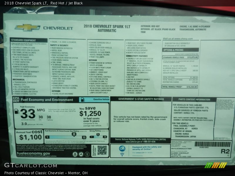  2018 Spark LT Window Sticker